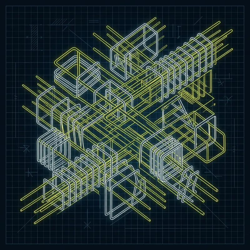 Abstract blueprint showing geometric bar bending shapes