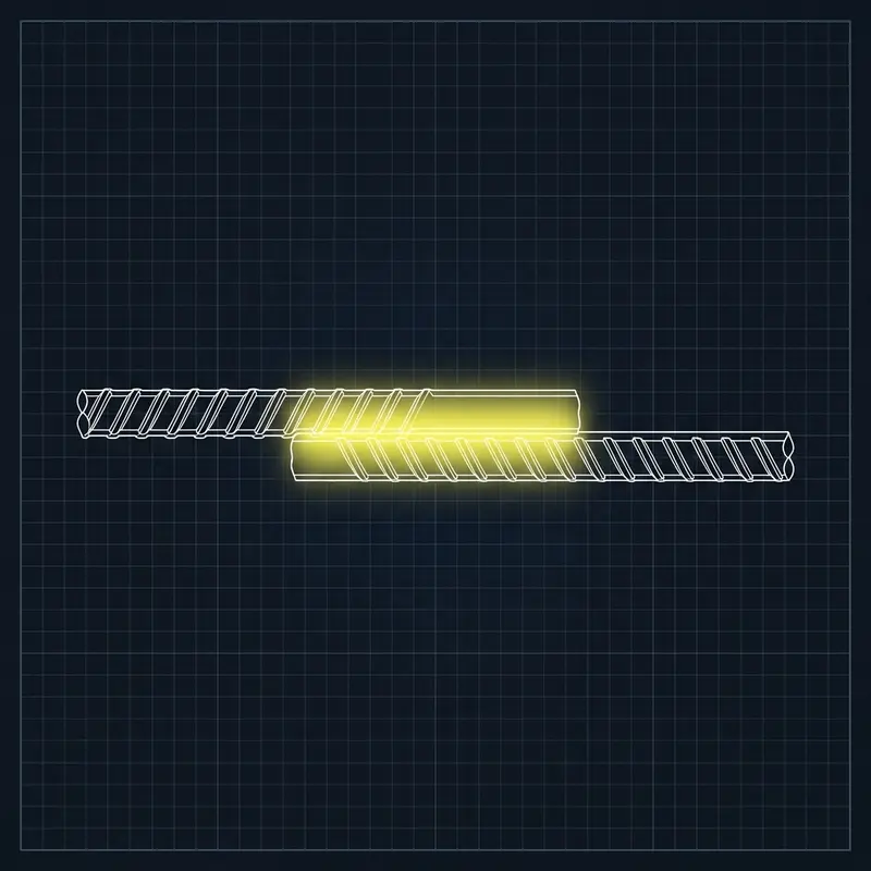 Architectural blueprint showing rebar lap length overlap